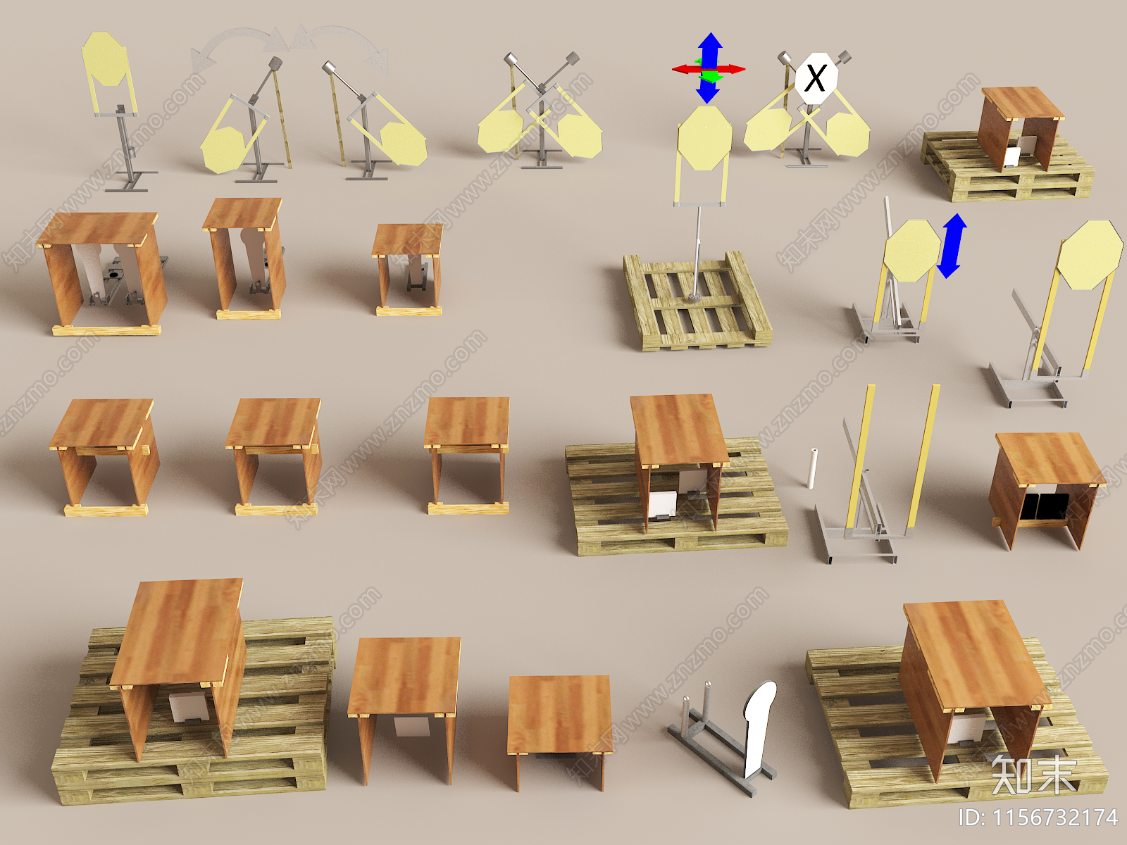 现代体能训练器材3D模型下载【ID:1156732174】