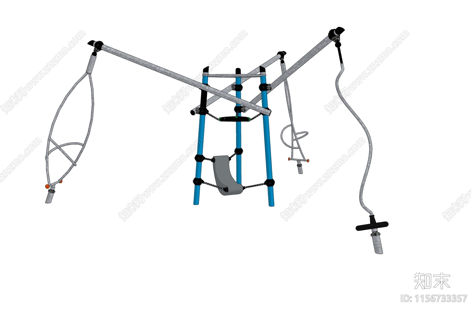 儿童3人悬吊设施SU模型下载【ID:1156733357】