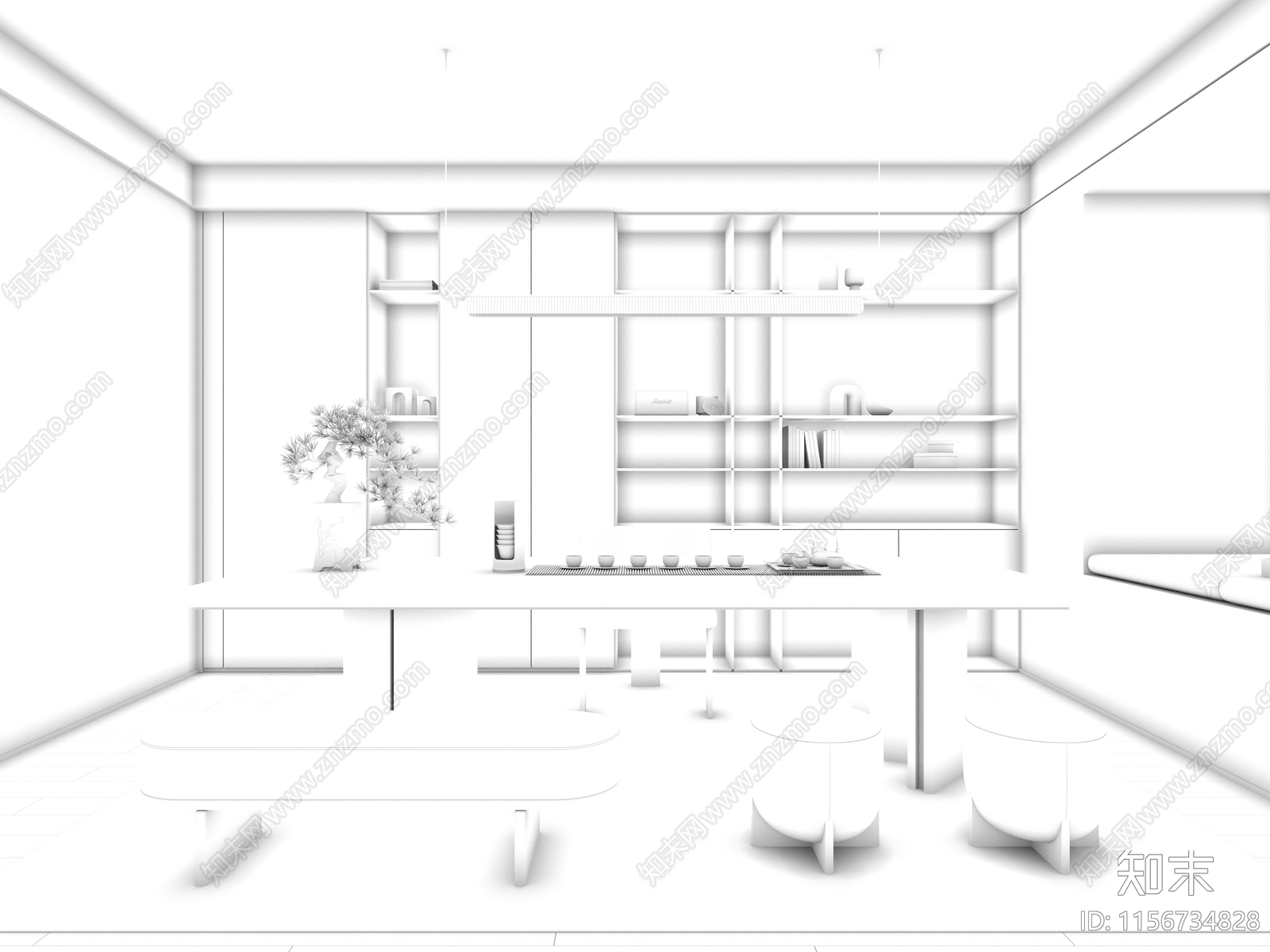 现代茶室3D模型下载【ID:1156734828】