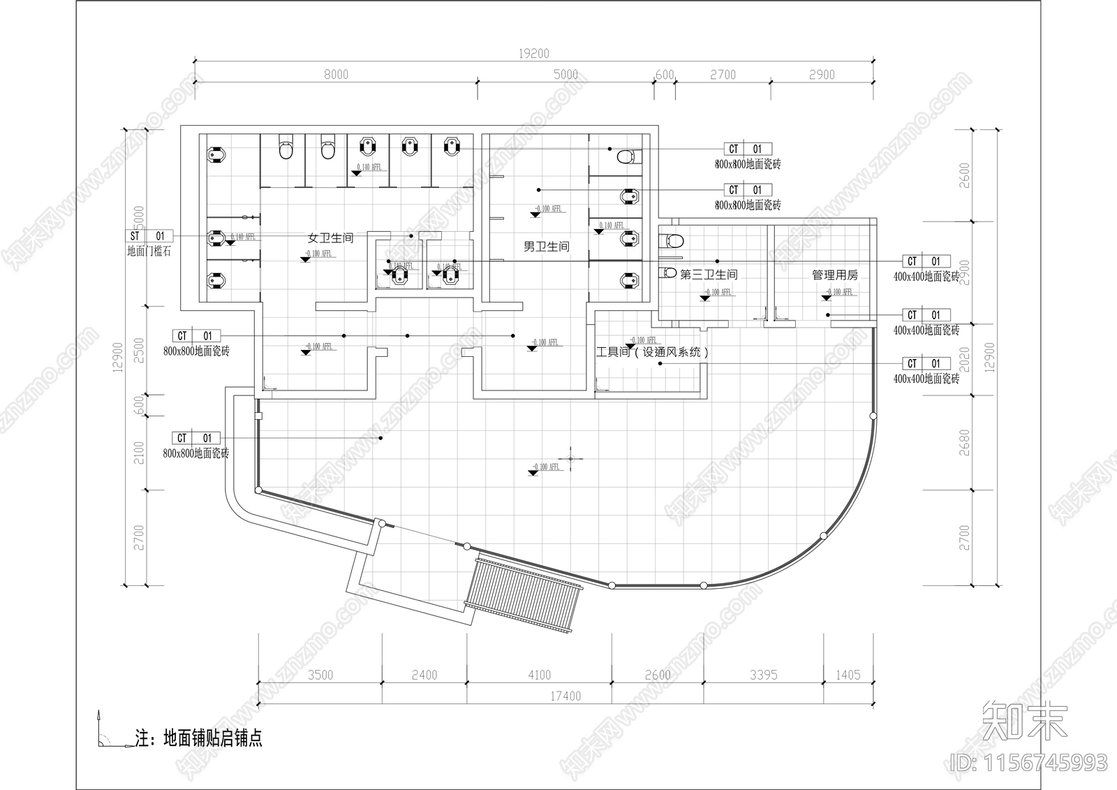 旅游景区游客中心及公厕装修cad施工图下载【ID:1156745993】