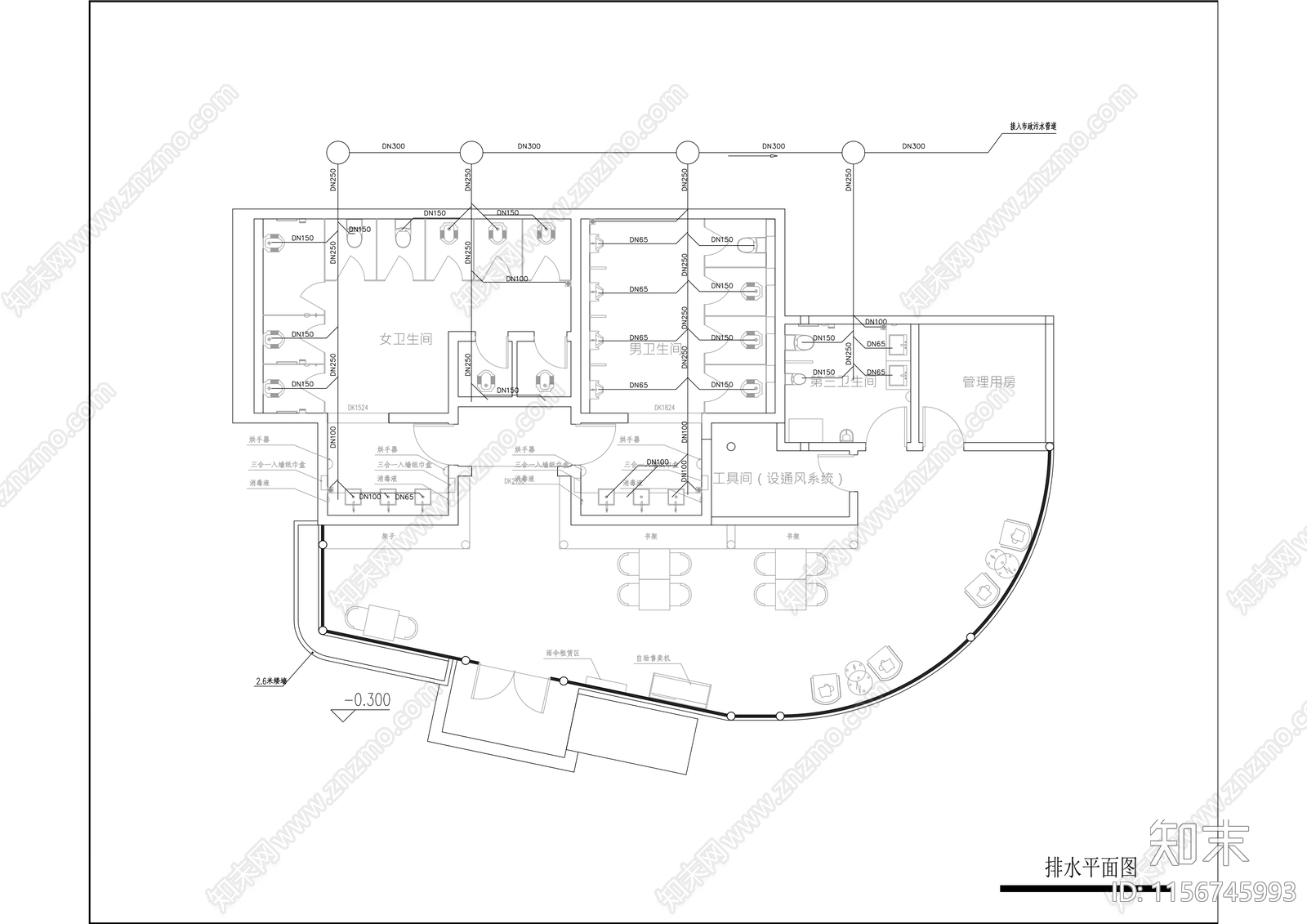 旅游景区游客中心及公厕装修cad施工图下载【ID:1156745993】