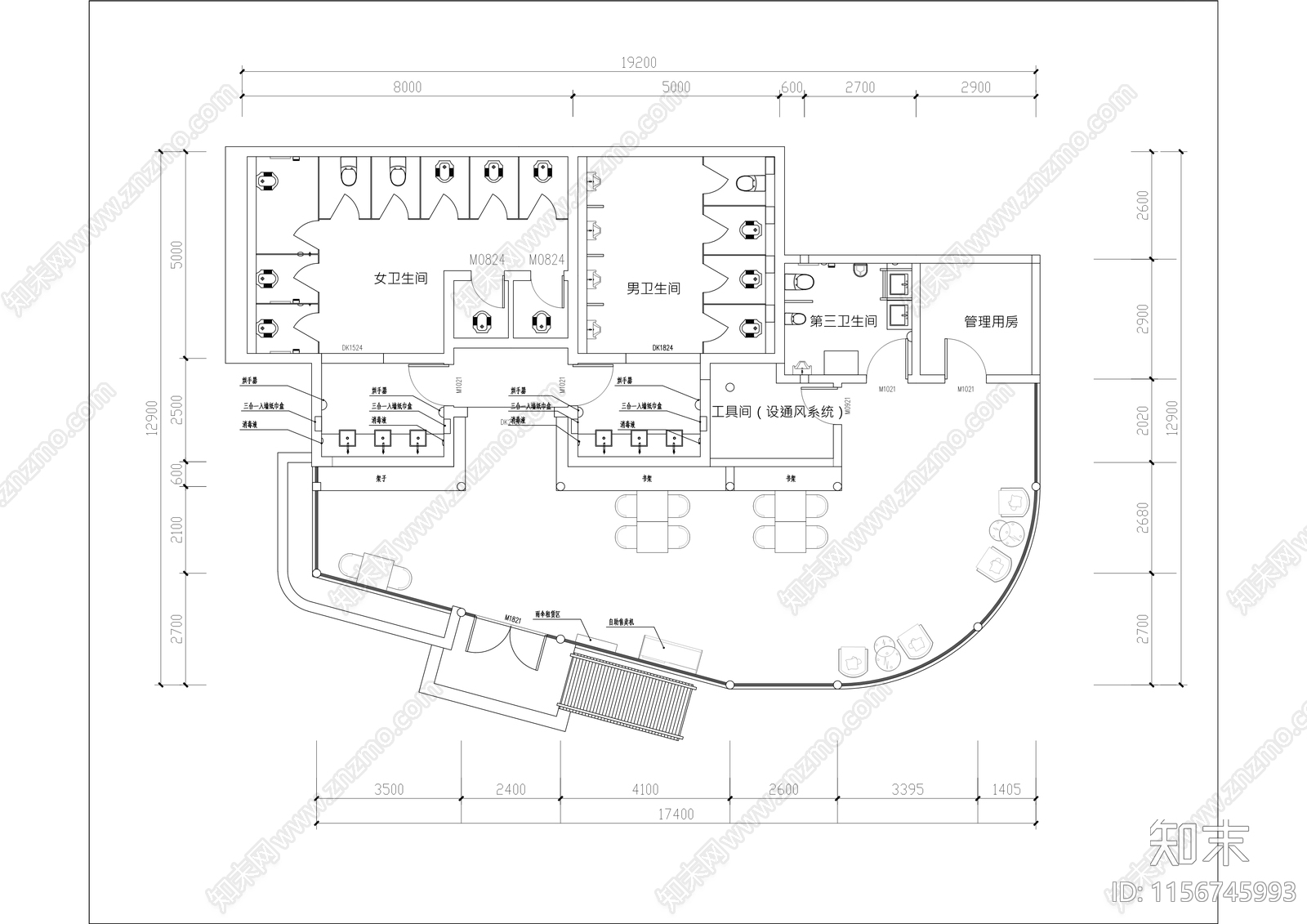 旅游景区游客中心及公厕装修cad施工图下载【ID:1156745993】