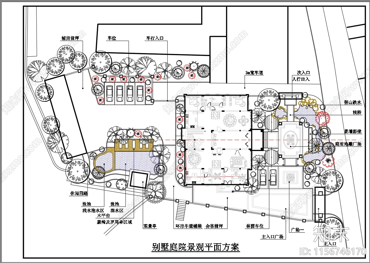 别墅庭院景观设计方案平面cad施工图下载【ID:1156746170】