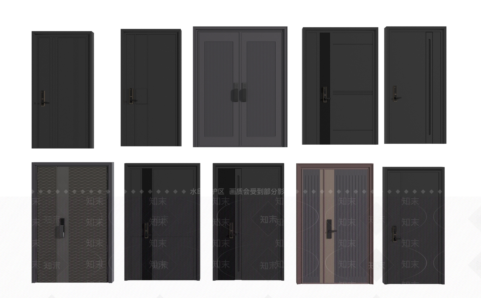 现代防盗门组合3D模型下载【ID:1156748738】