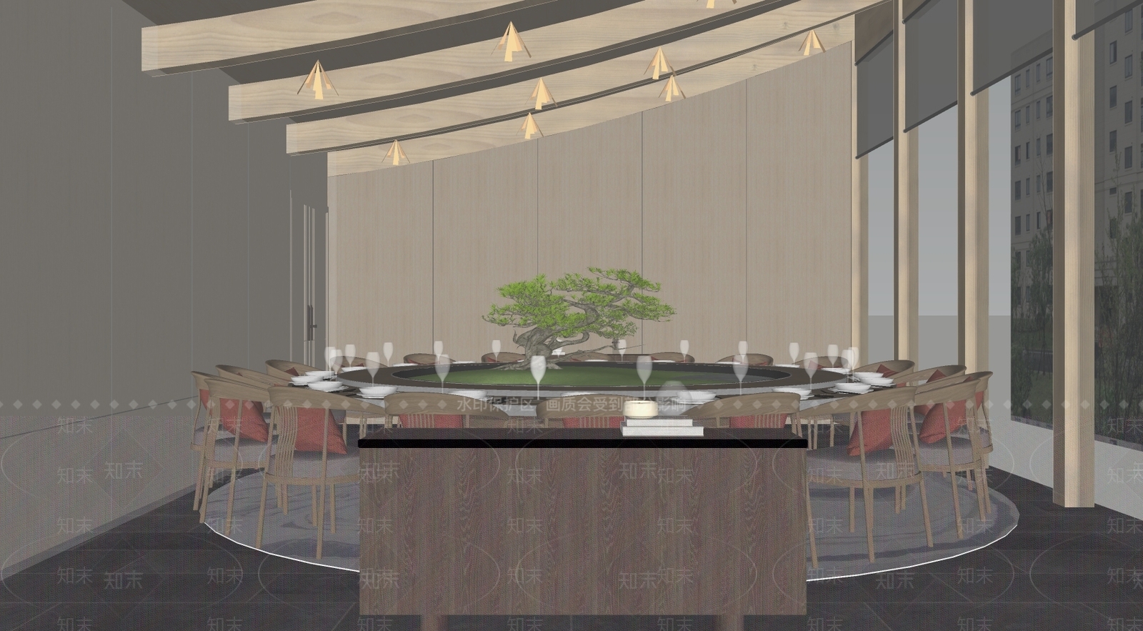 新中式包厢SU模型下载【ID:1156749435】