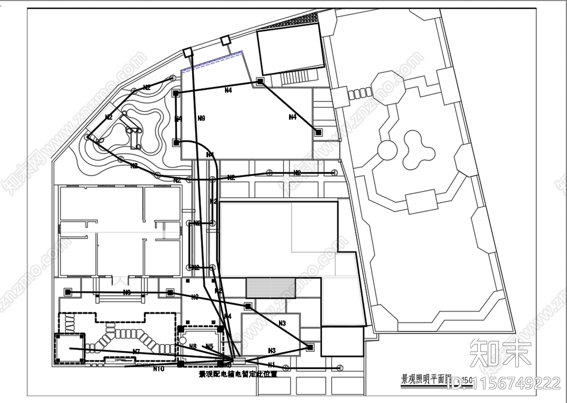 庭院景观室外水景景观平面图施工图下载【ID:1156749222】