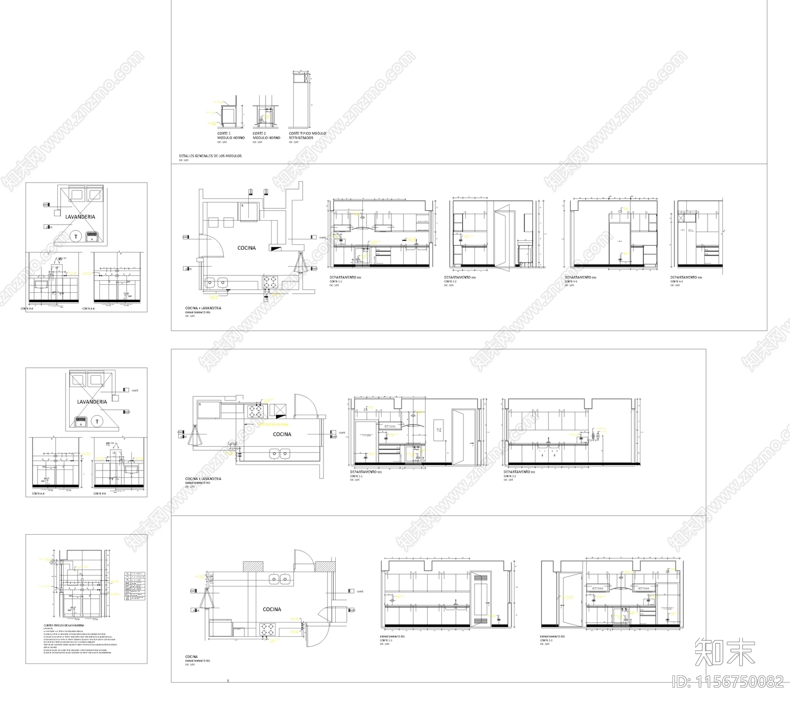 多种橱柜户型图库cad施工图下载【ID:1156750082】