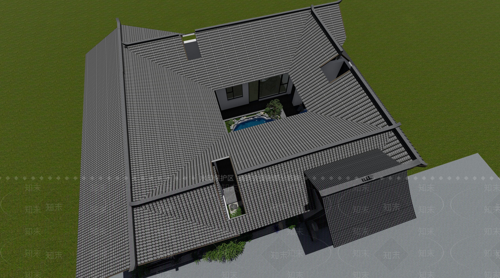 新中式自建四合院SU模型下载【ID:1156750881】