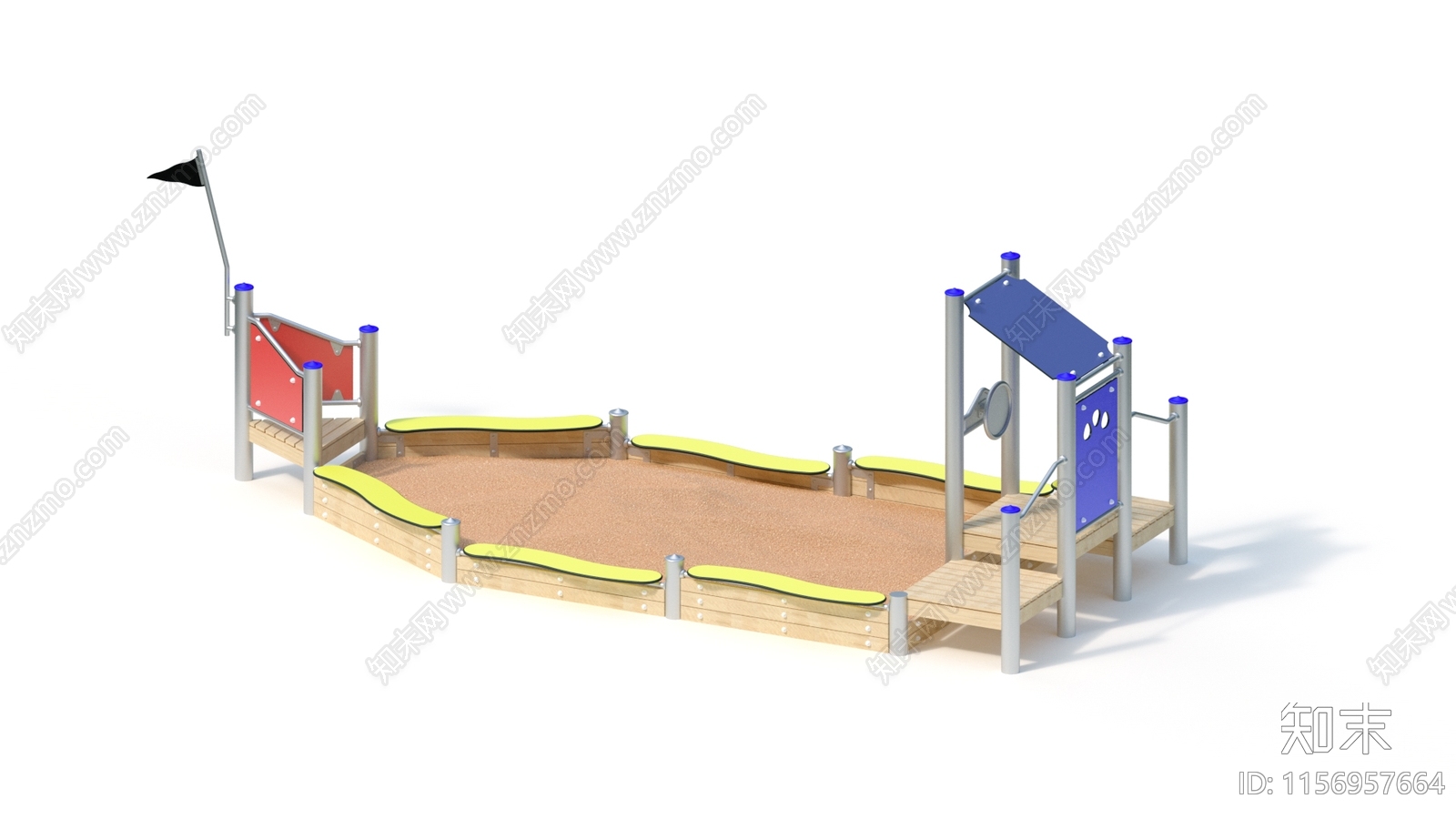 现代儿童游乐场玩沙设备SU模型下载【ID:1156957664】