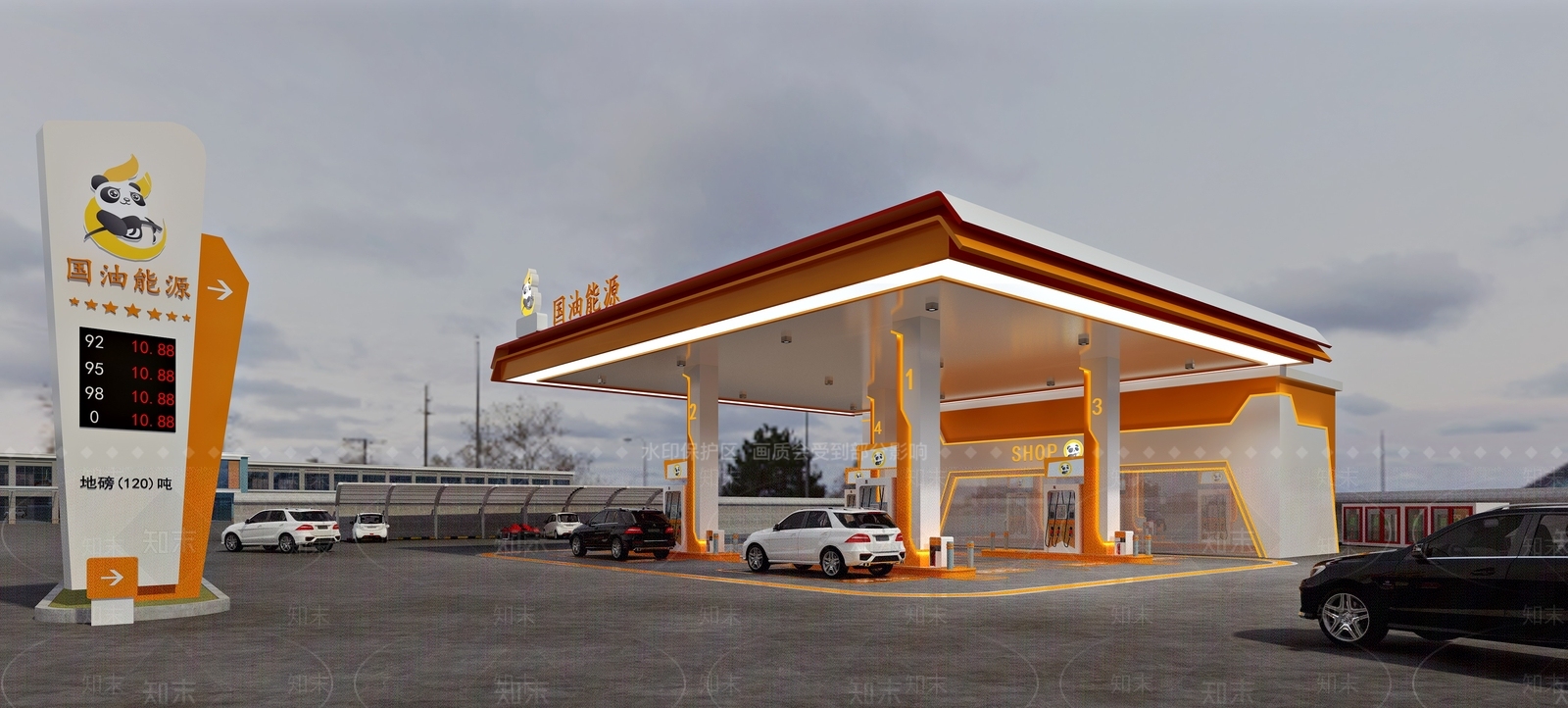 现代加油站3D模型下载【ID:1156751526】