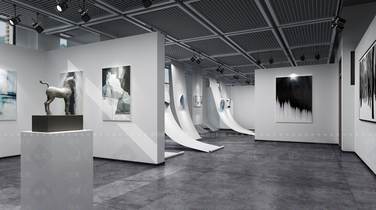 工业风艺术展厅3D模型下载【ID:1156755709】