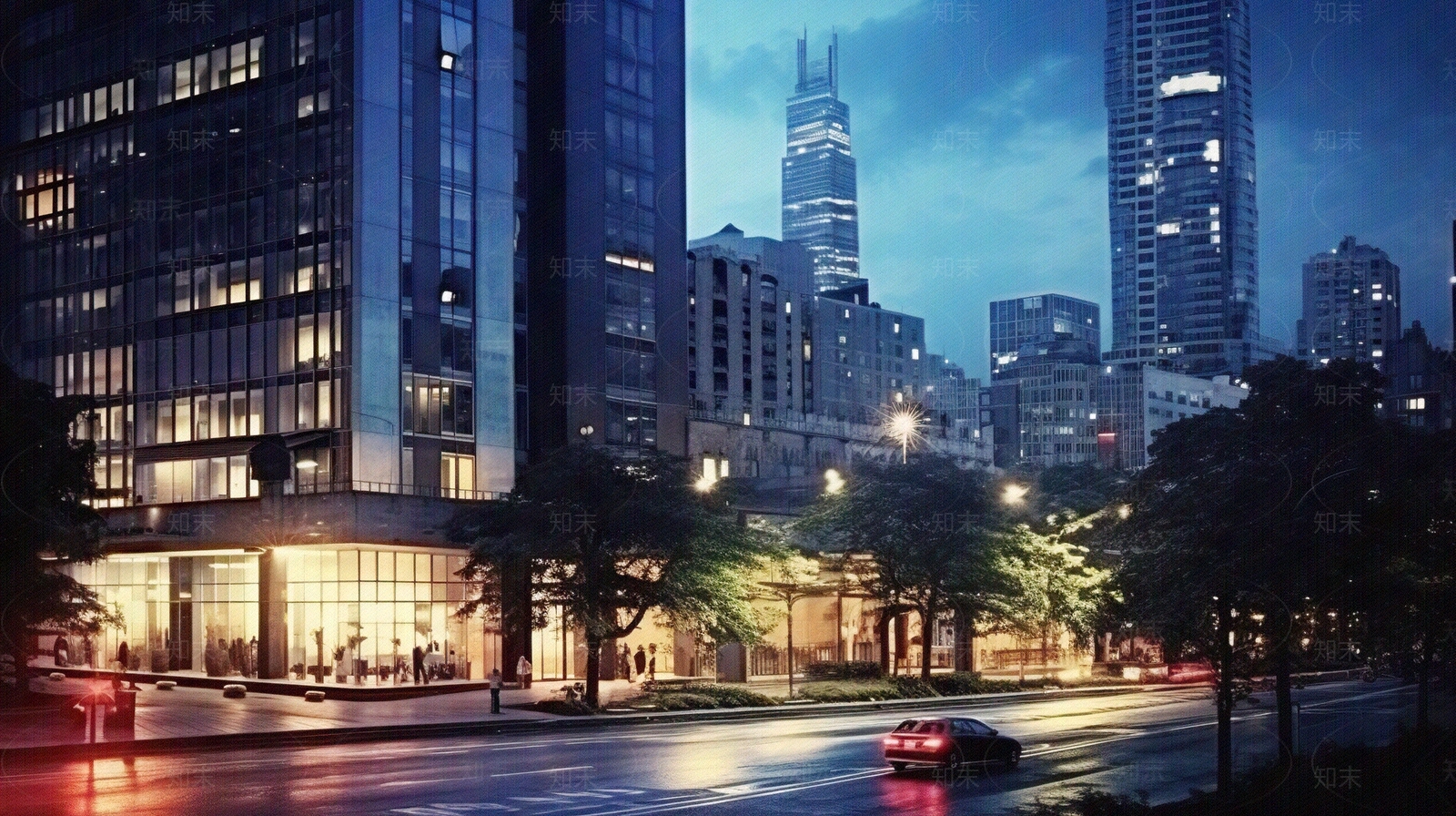 夜晚灯光街道外景贴图下载【ID:1156758121】