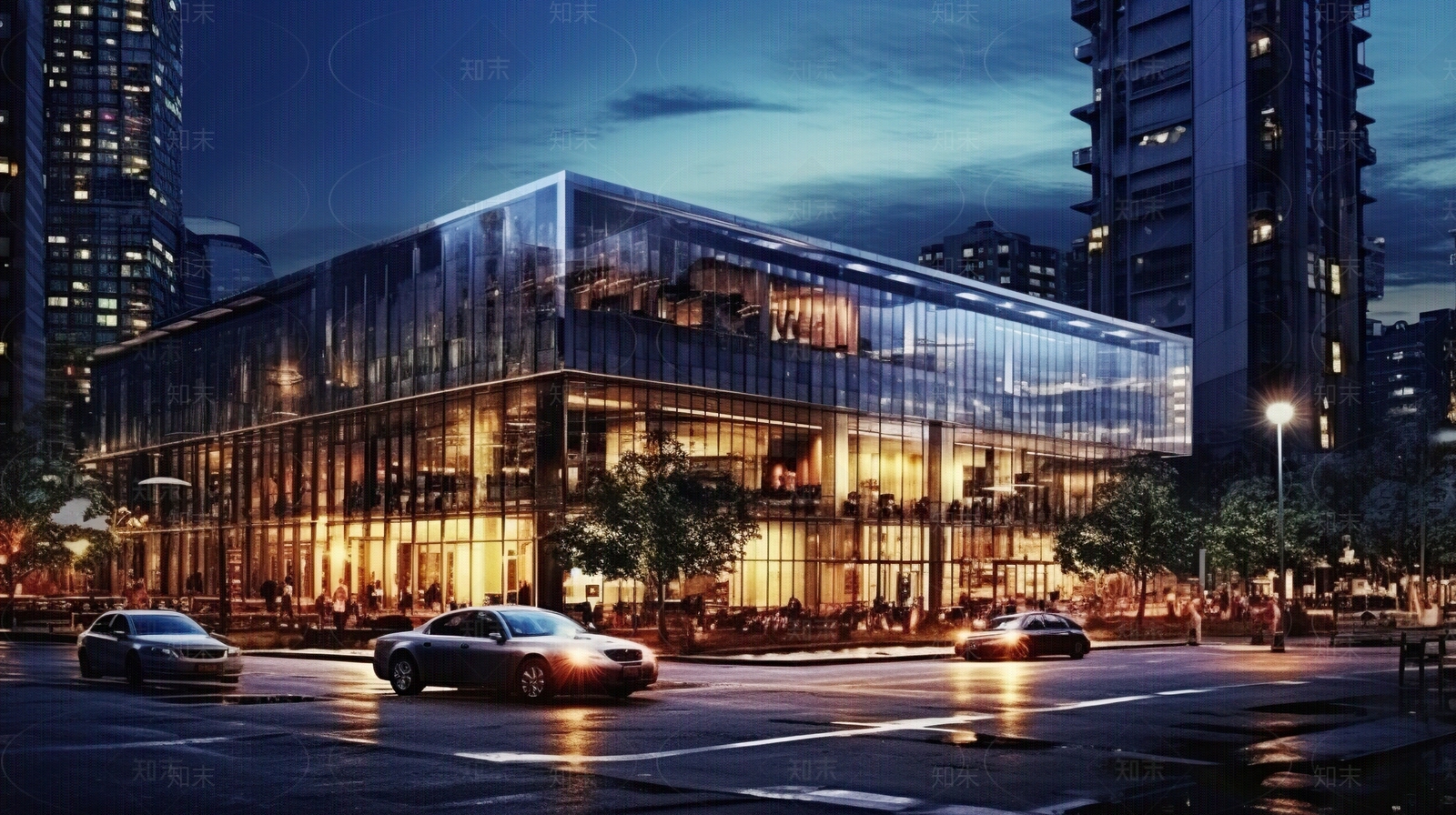 夜晚灯光街道外景贴图下载【ID:1156758155】