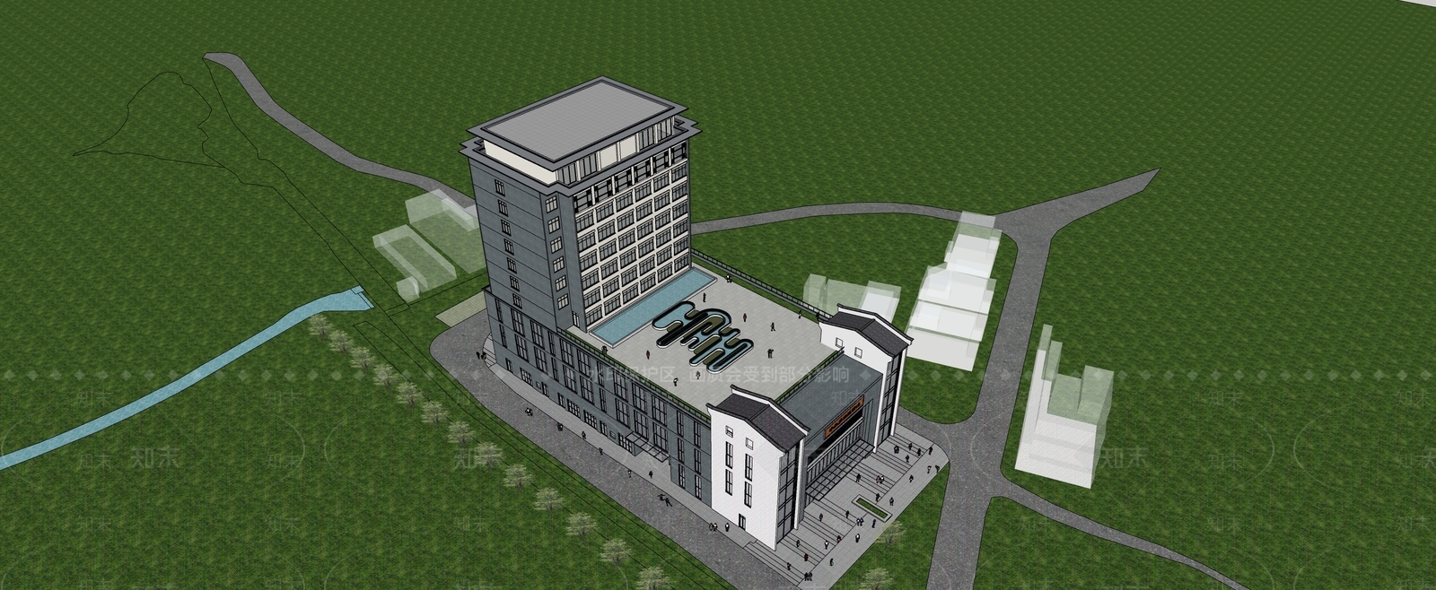 新中式农贸市场SU模型下载【ID:1156759968】