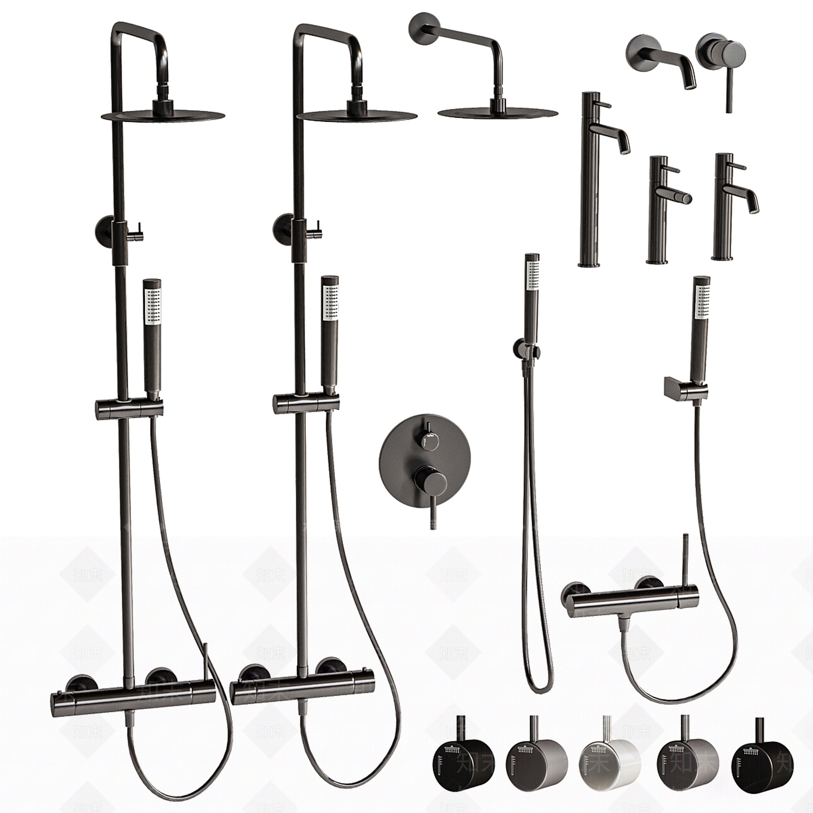 现代淋浴花洒3D模型下载【ID:1156761263】