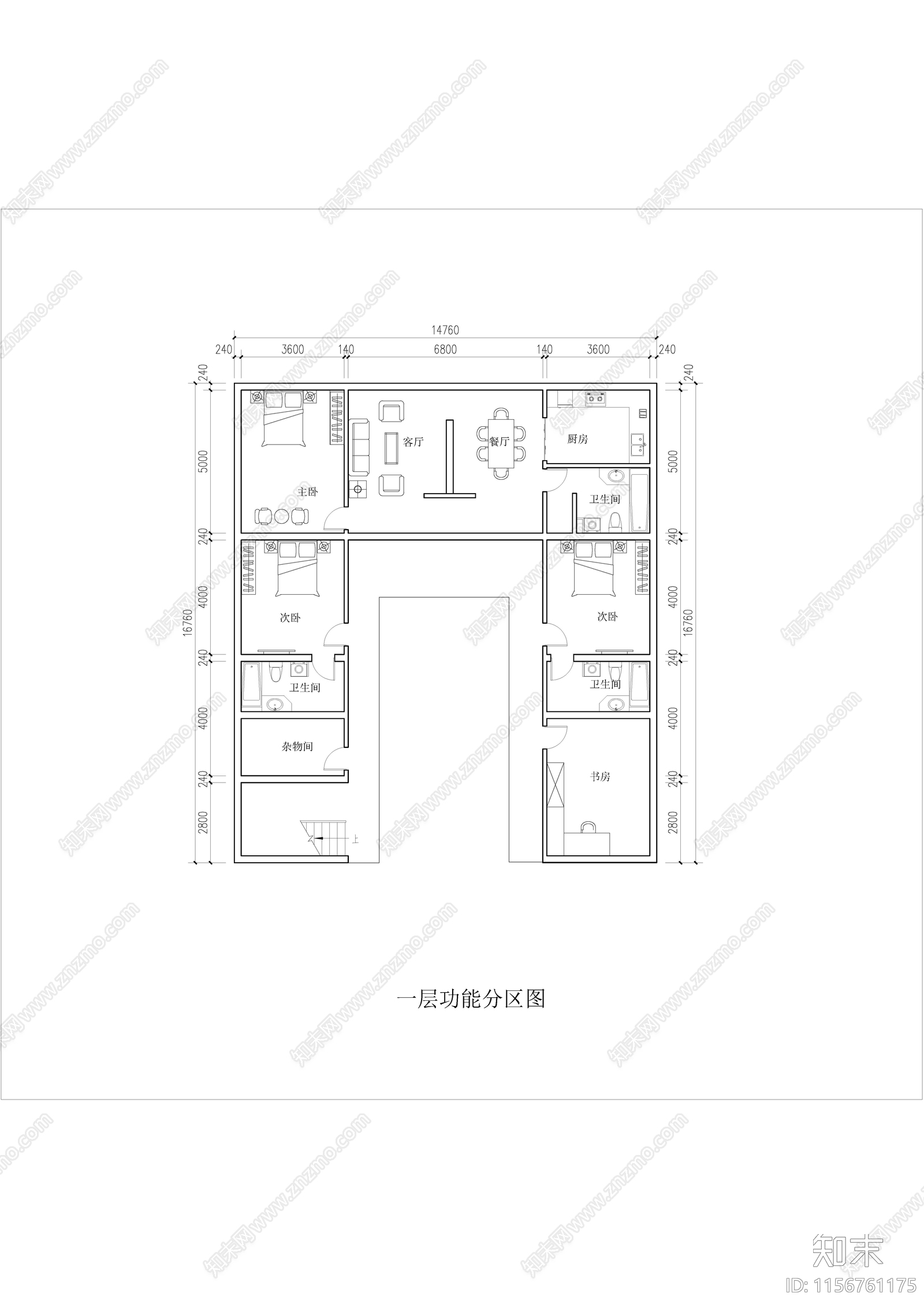 中式民宿平面图施工图下载【ID:1156761175】