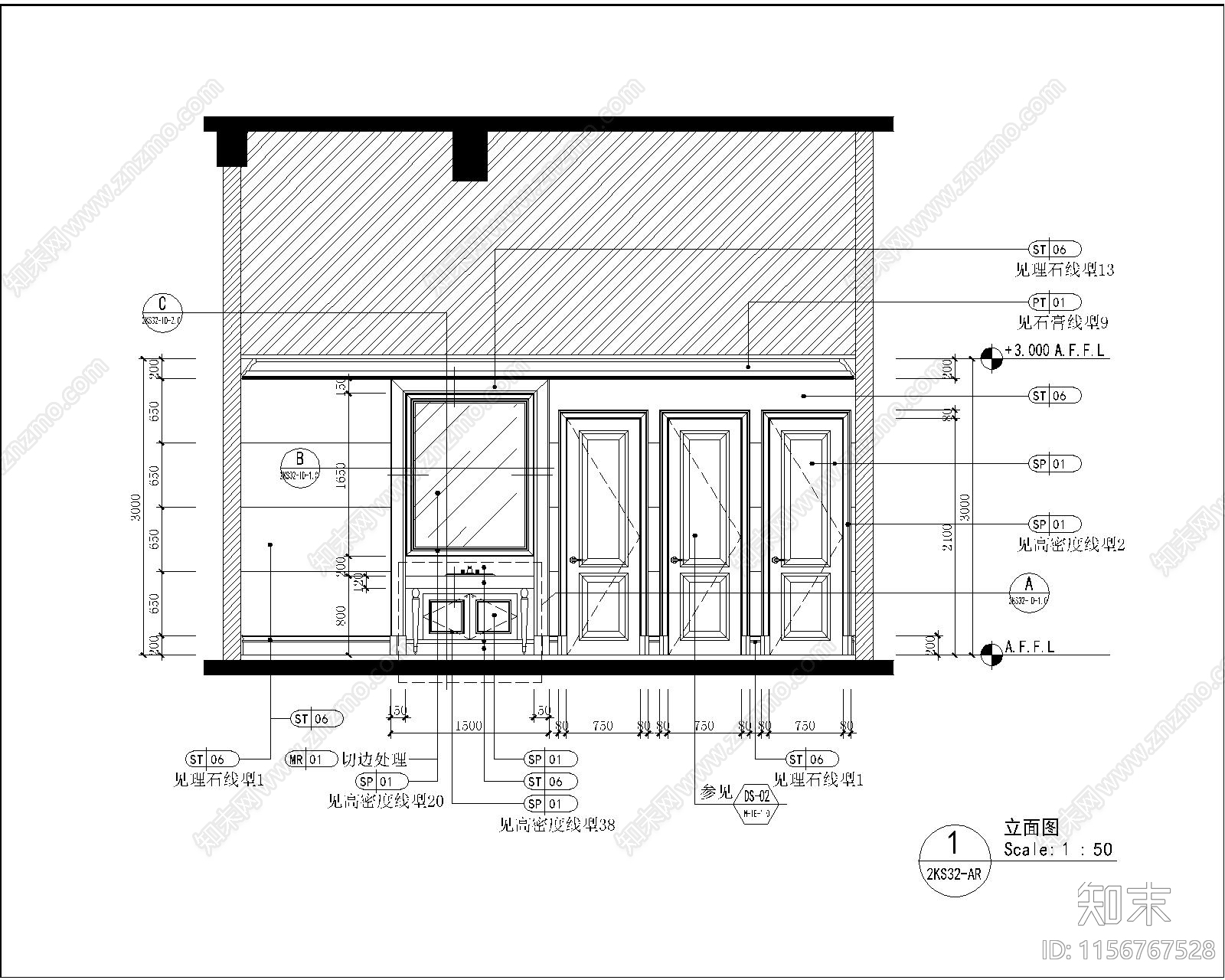 酒店宾馆公共卫生间cad施工图下载【ID:1156767528】