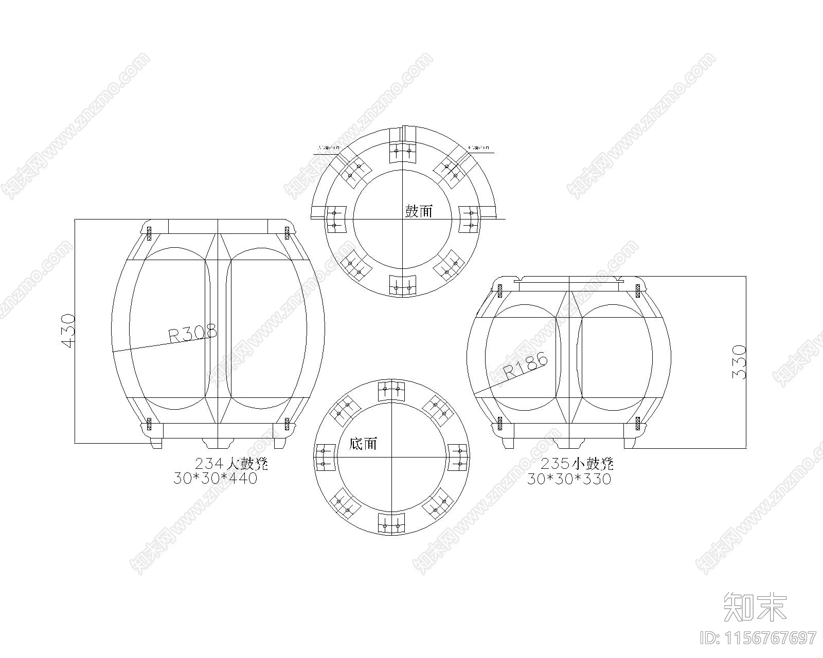 红木鼓凳施工图下载【ID:1156767697】