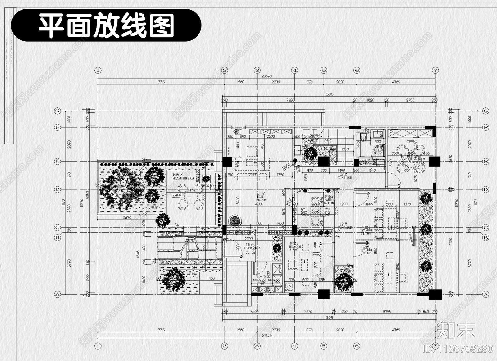 禅意会所装修设计cad施工图下载【ID:1156768280】