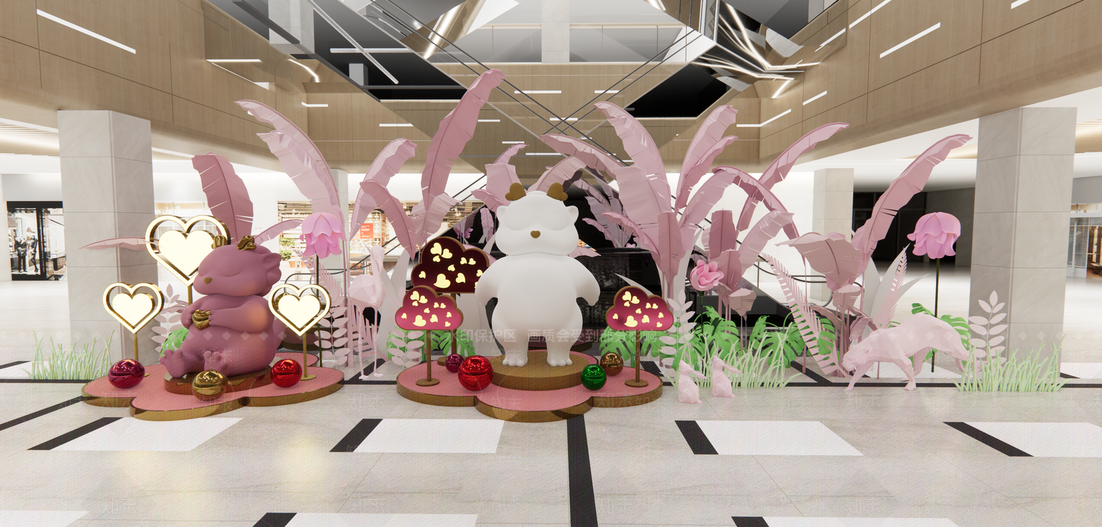 现代商场龙年美陈SU模型下载【ID:1157096200】