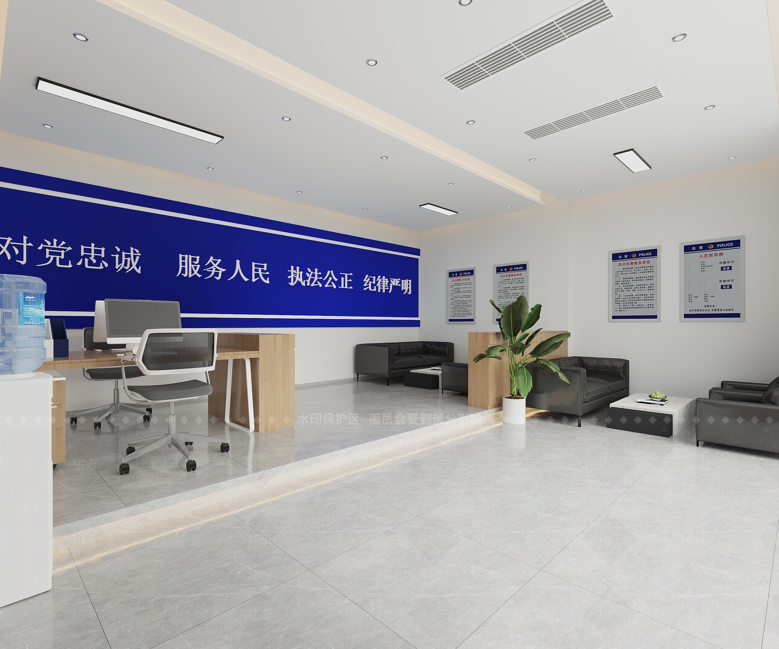 现代警务大厅3D模型下载【ID:1156773505】