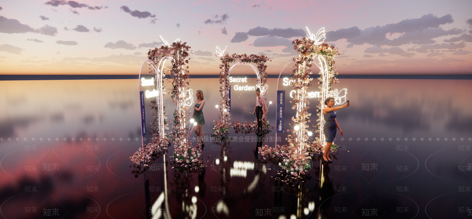 现代玫瑰花门美陈SU模型下载【ID:1157096499】