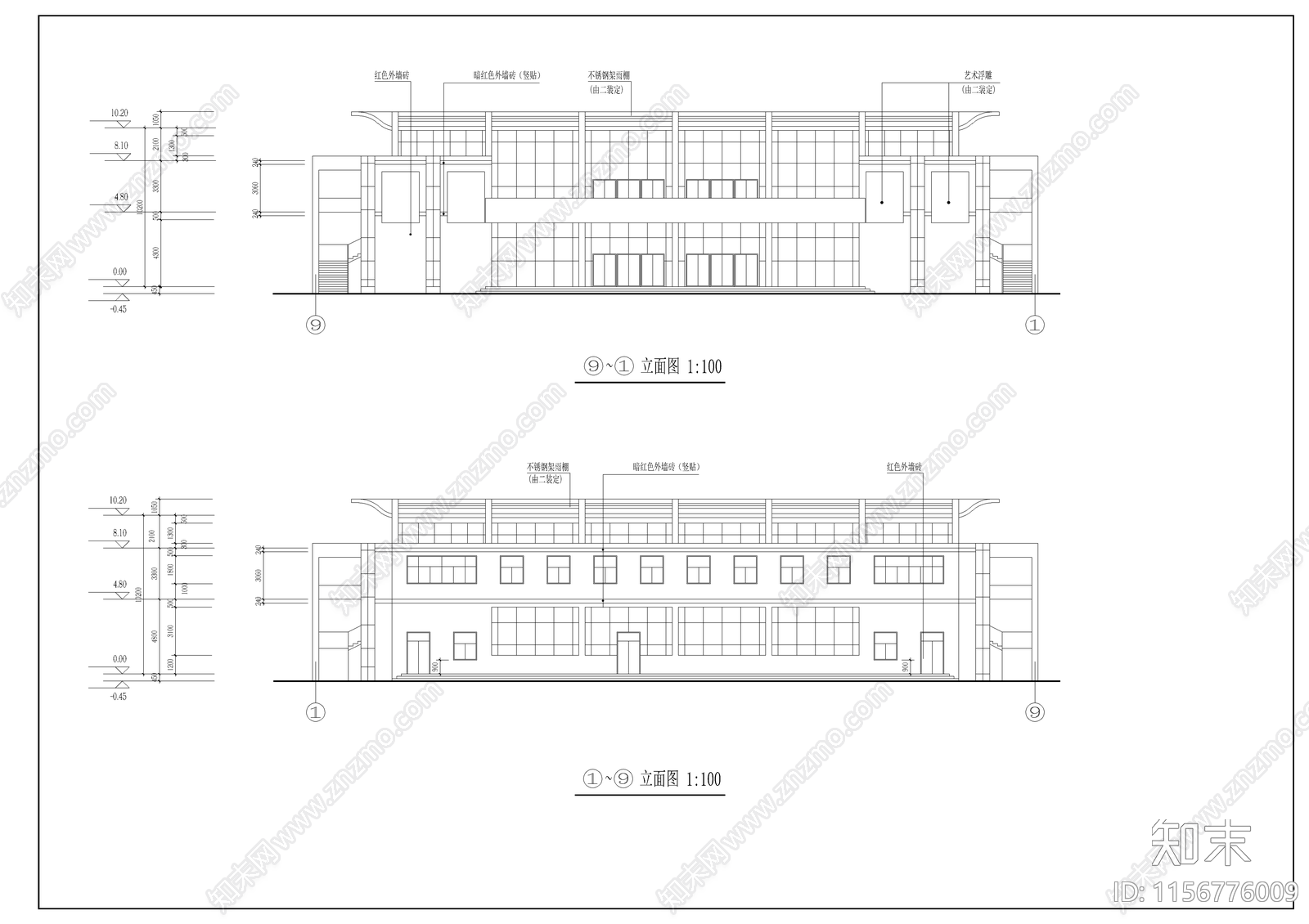 学院新校舍食堂建筑cad施工图下载【ID:1156776009】