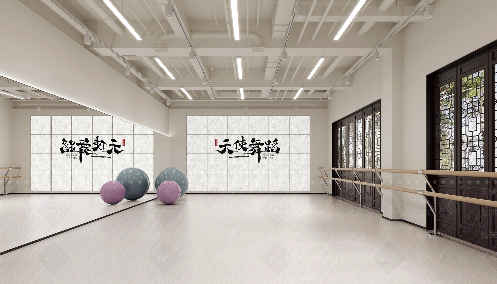 现代舞蹈教室3D模型下载【ID:1156778094】