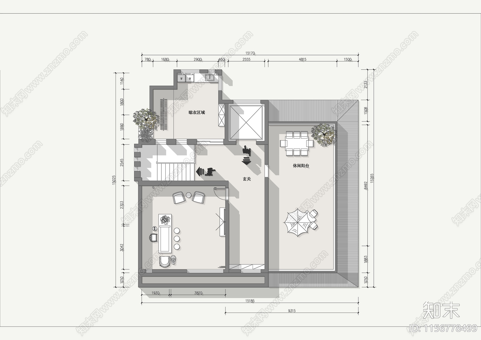 四层自建房别墅布局cad施工图下载【ID:1156778499】