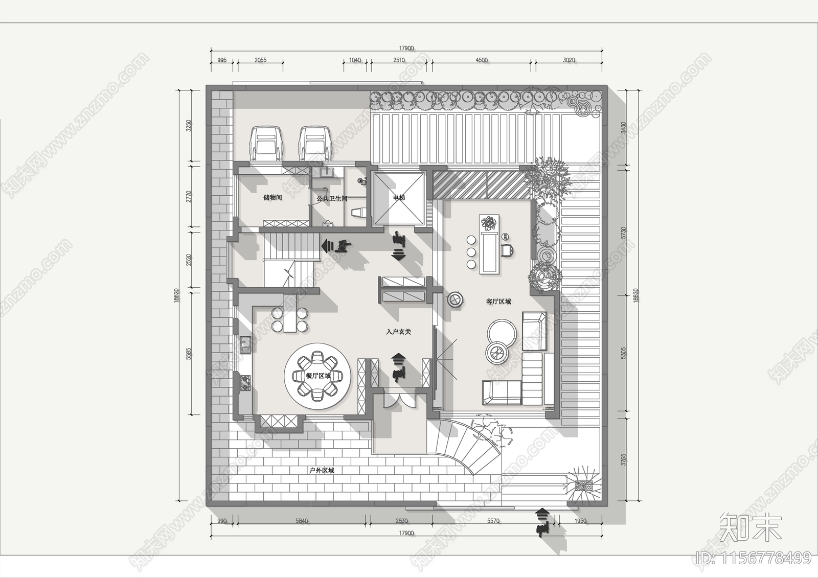 四层自建房别墅布局cad施工图下载【ID:1156778499】