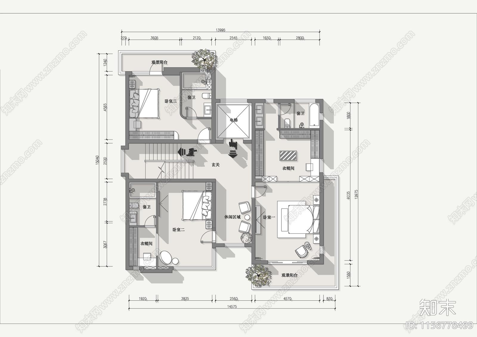 四层自建房别墅布局cad施工图下载【ID:1156778499】