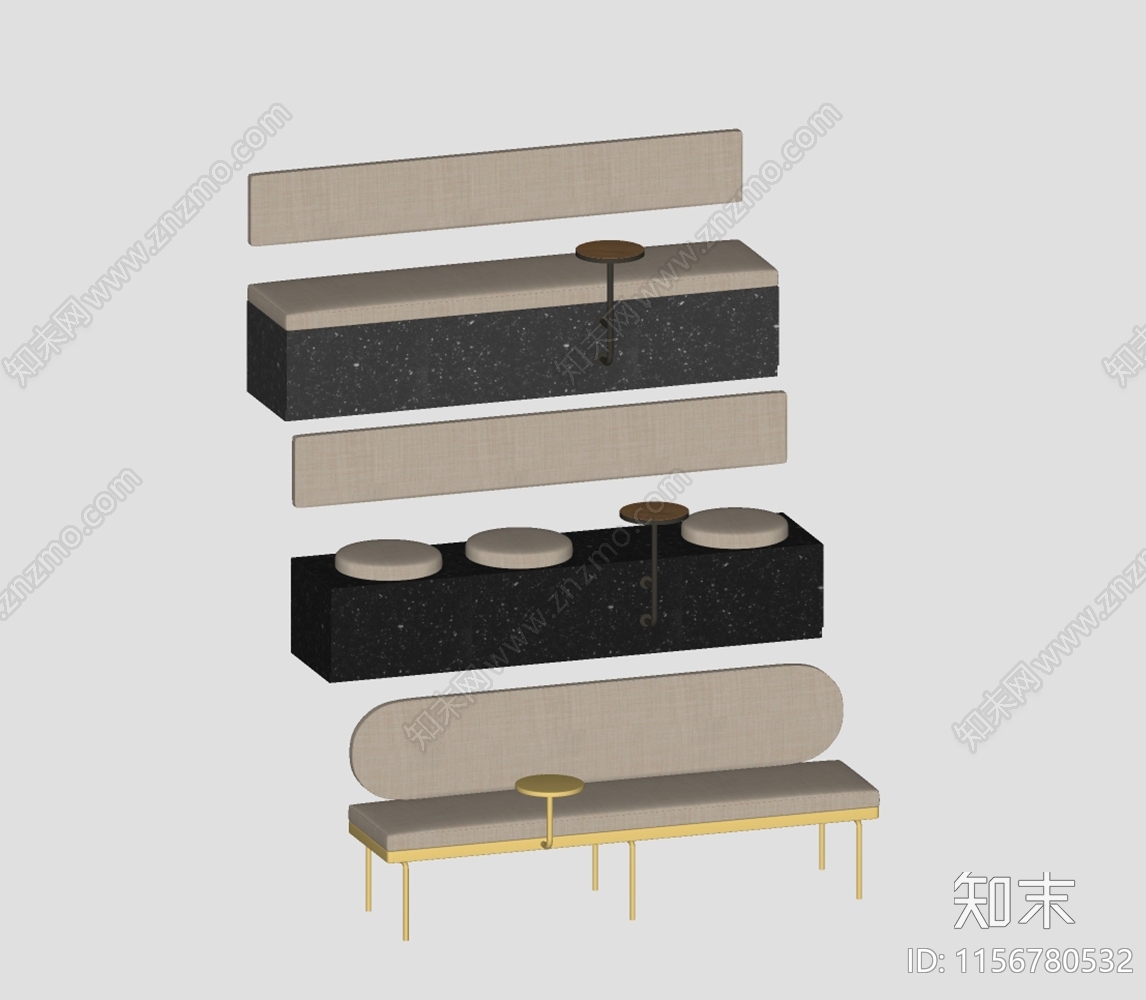 现代卡座沙发组合SU模型下载【ID:1156780532】