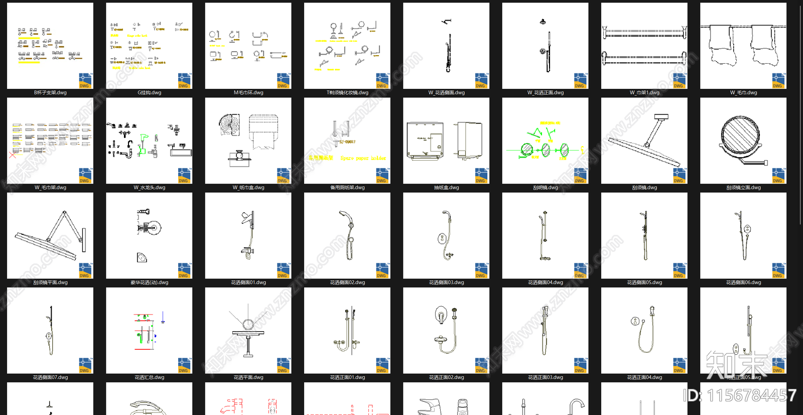 常用卫生间图块合集cad施工图下载【ID:1156784457】