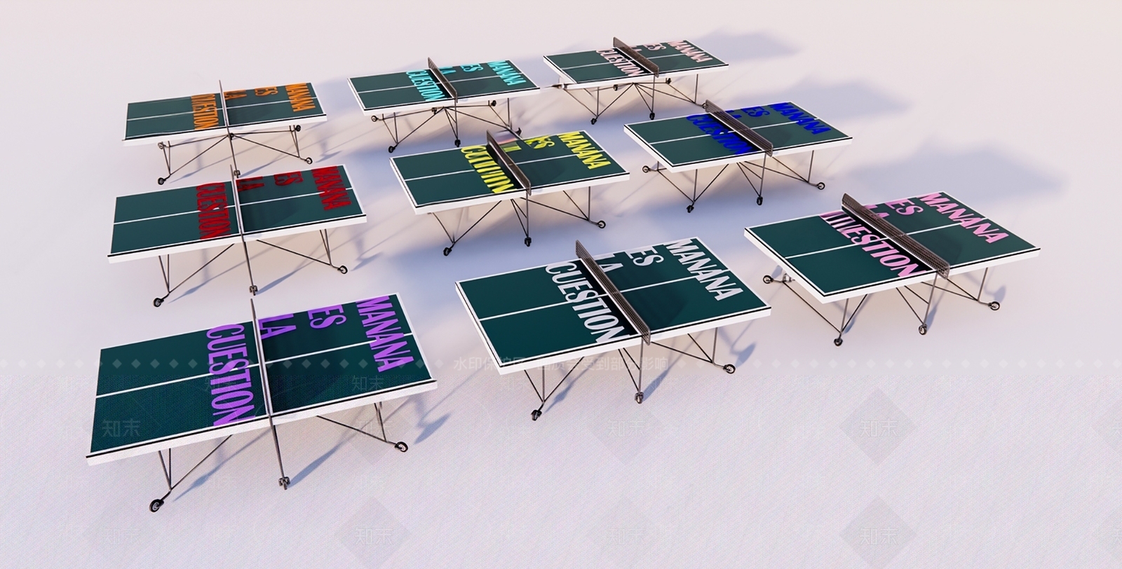 现代乒乓球台3D模型下载【ID:1156785727】