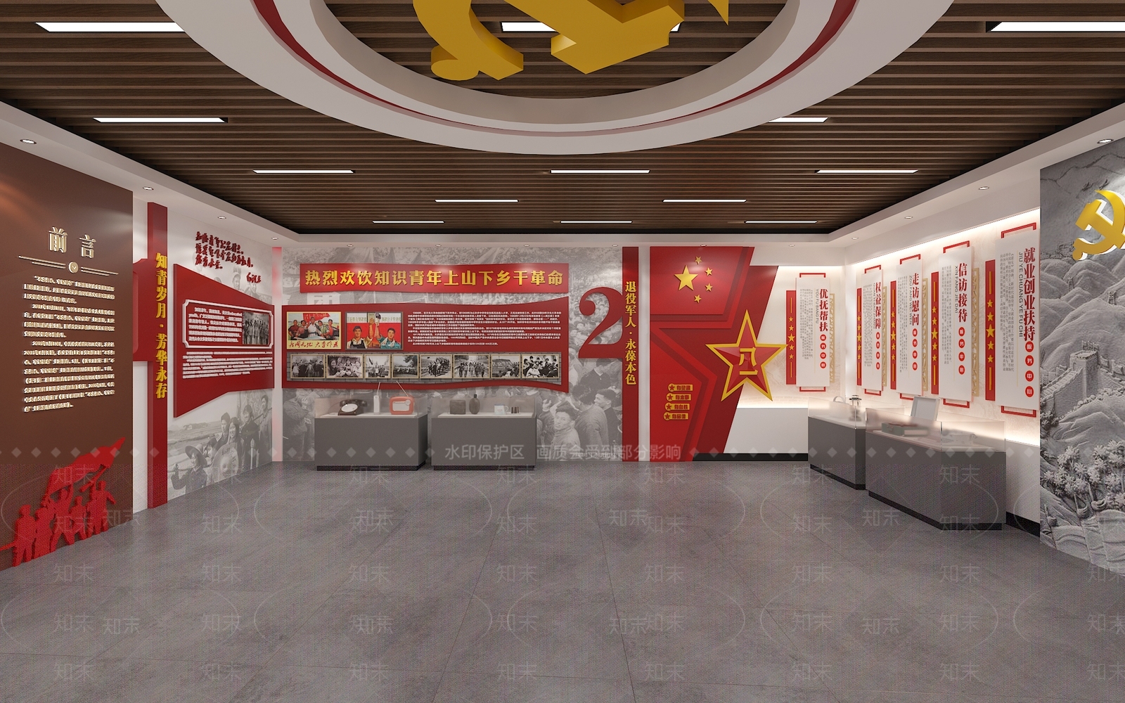现代党建展厅SU模型下载【ID:1156788006】