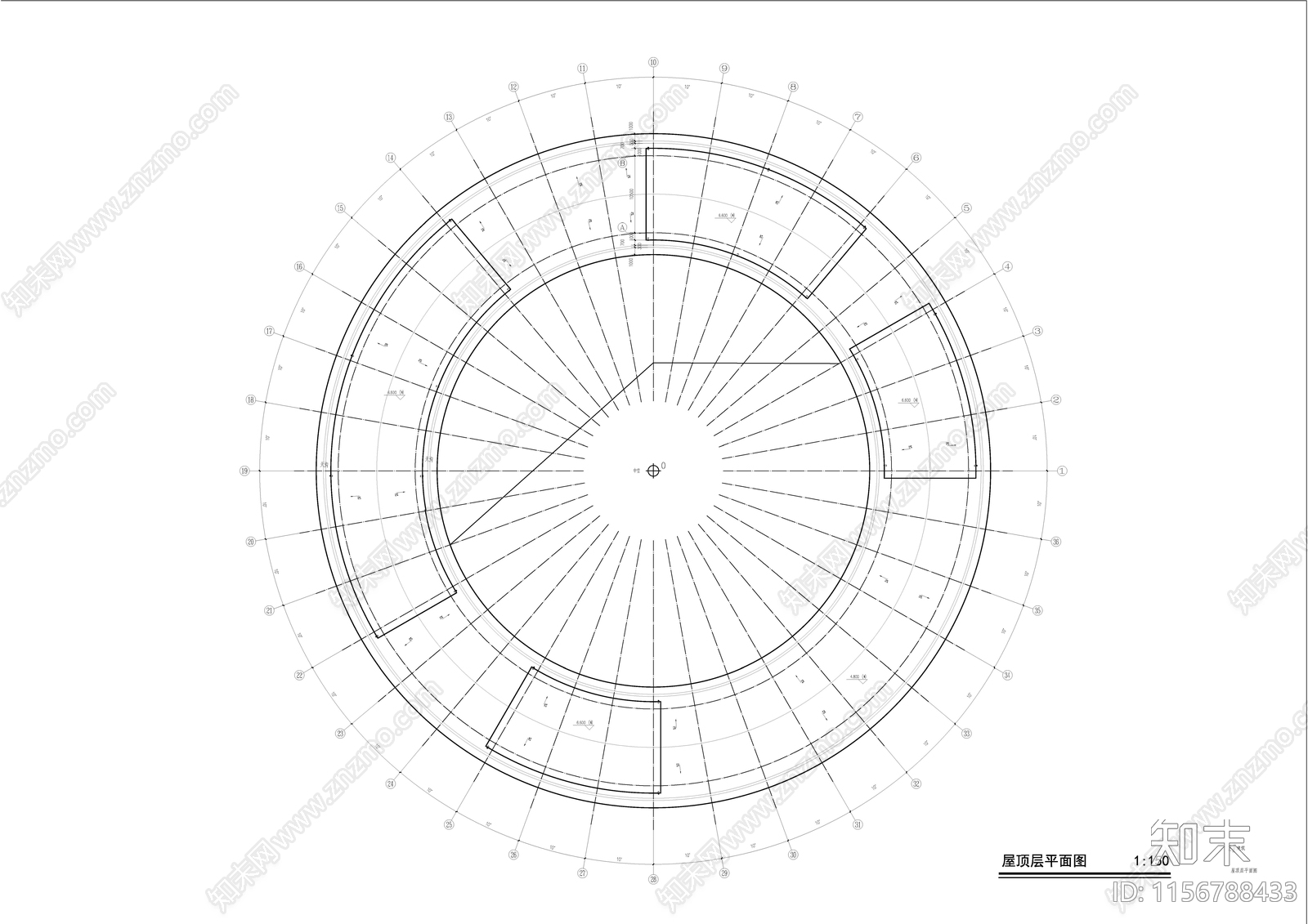 现代圆形博物馆建筑cad施工图下载【ID:1156788433】