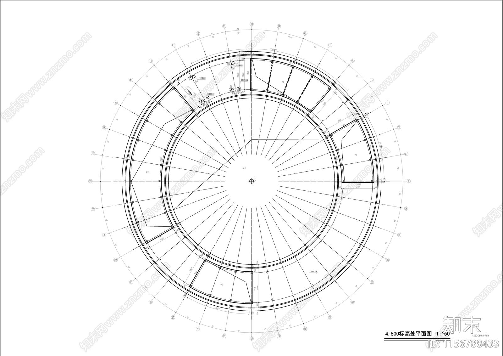 现代圆形博物馆建筑cad施工图下载【ID:1156788433】