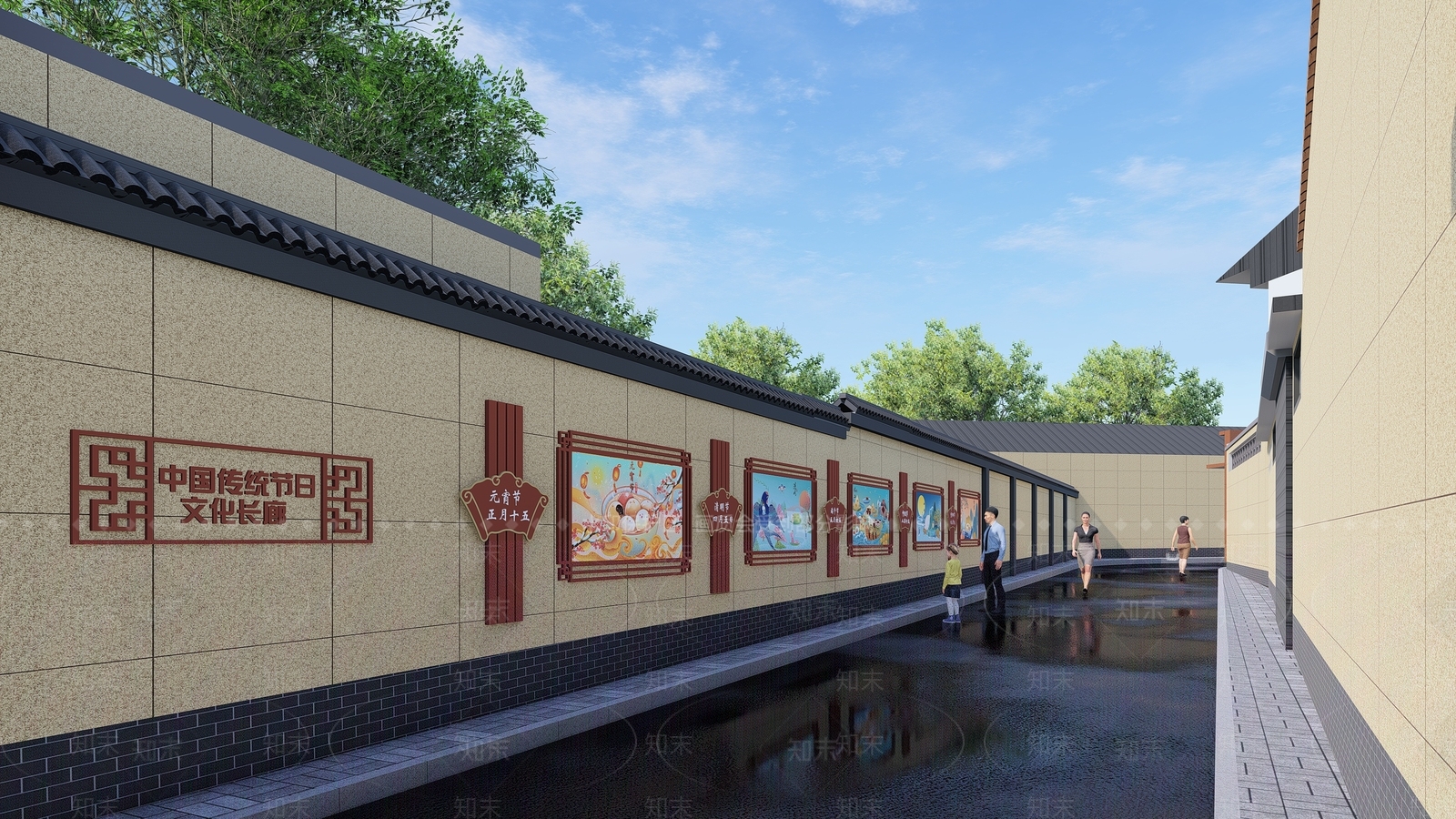 现代创建文明城市文化墙SU模型下载【ID:1157324737】