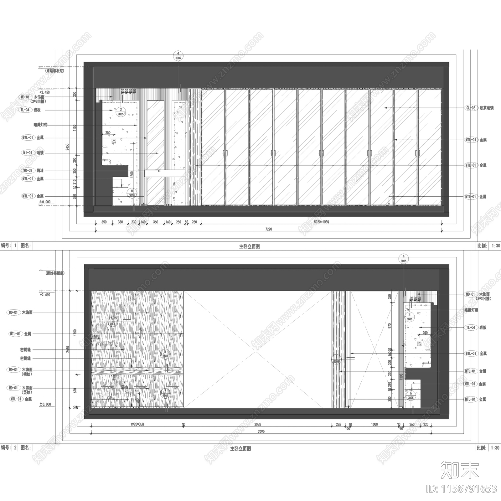 现代轻奢天煜时代淄博大平层无主灯室内家装cad施工图下载【ID:1156791653】