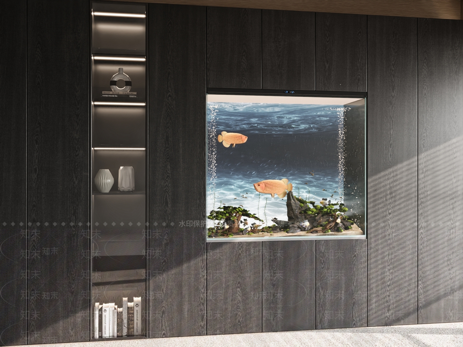 现代高柜鱼缸3D模型下载【ID:1156792758】