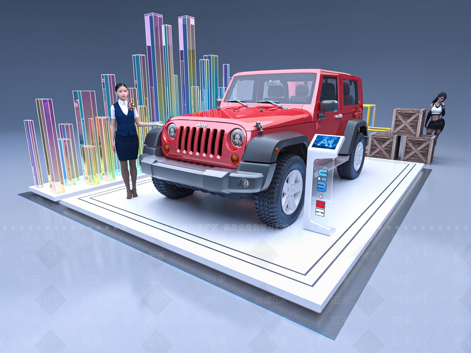 现代汽车展台3D模型下载【ID:1156795973】