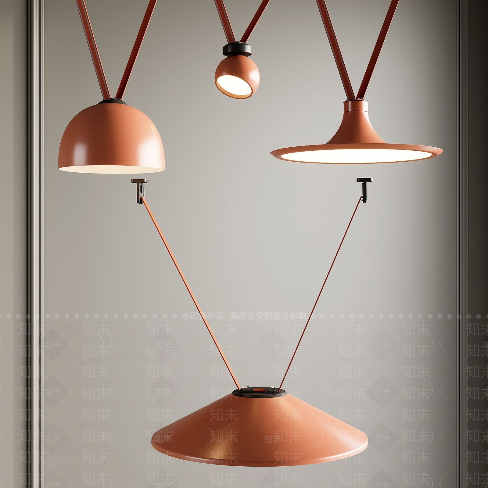 现代皮带吊灯3D模型下载【ID:1156801468】