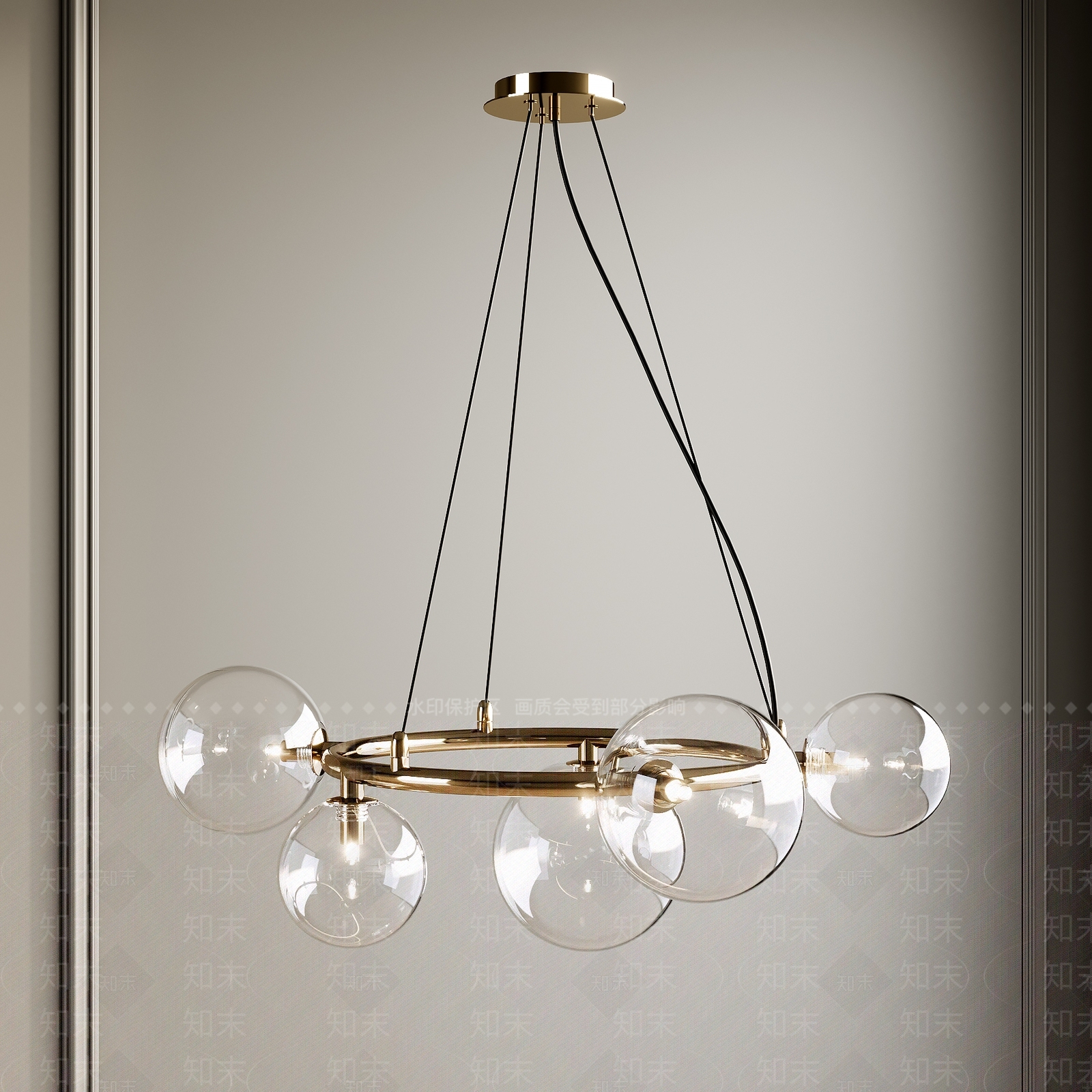 现代多头玻璃吊灯SU模型下载【ID:1156801707】