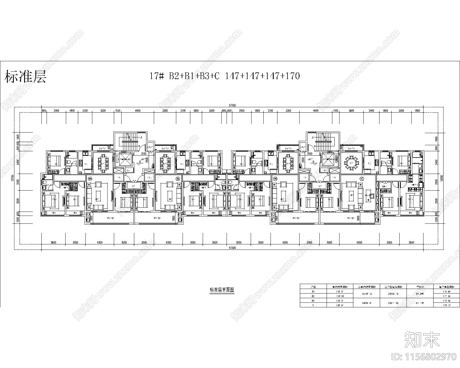 147拼170南北通大面宽洋房全套图纸cad施工图下载【ID:1156802970】