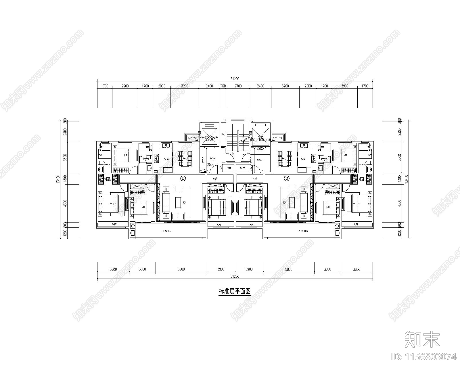 170南北通大面宽洋房全套图纸cad施工图下载【ID:1156803074】