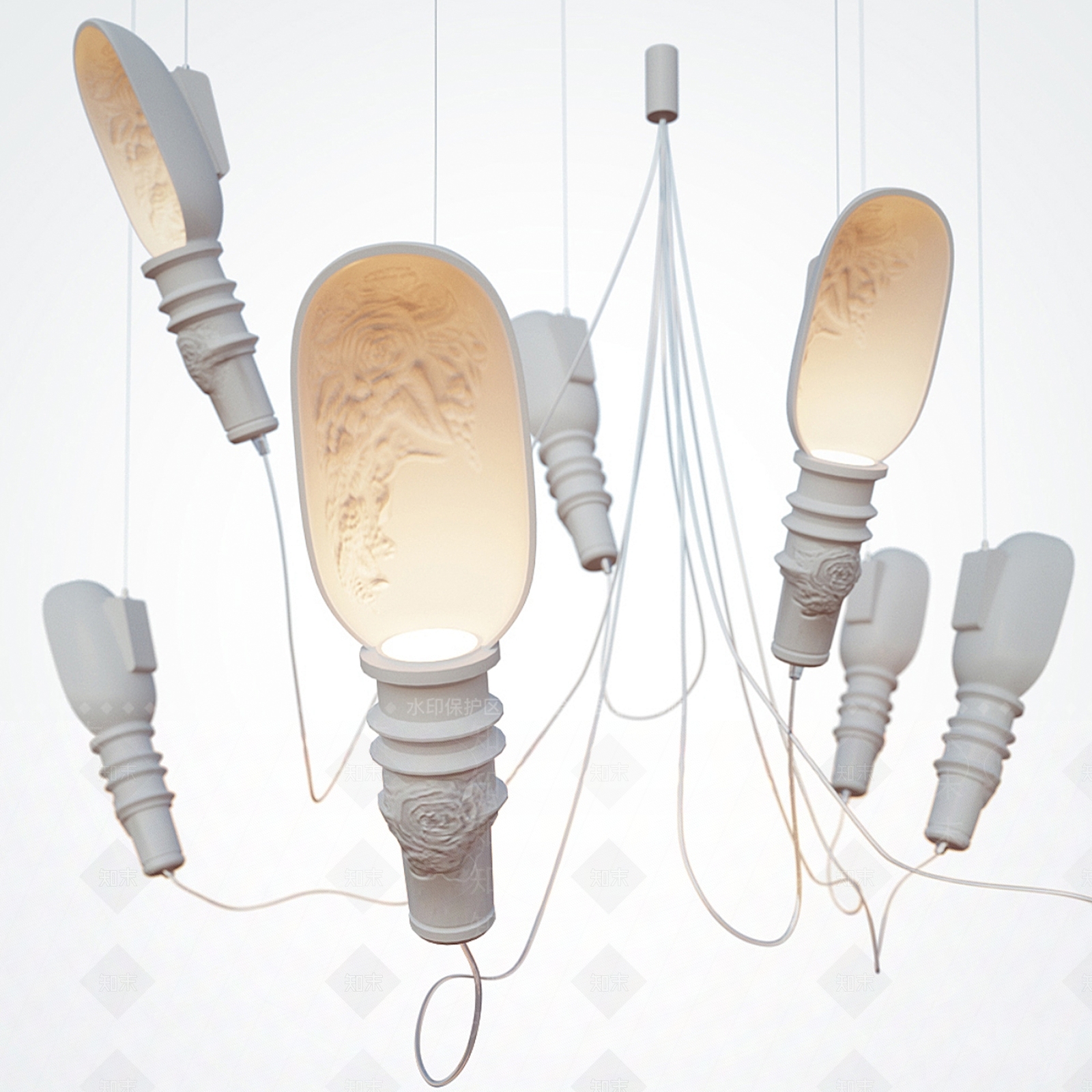现代石头吊灯3D模型下载【ID:1156805423】