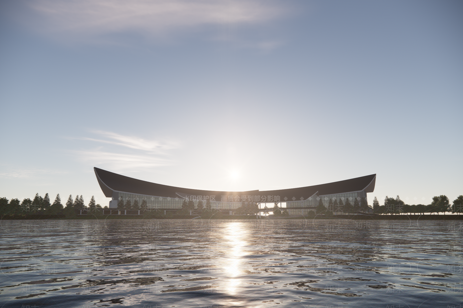 现代展览馆建筑SU模型下载【ID:1156805497】