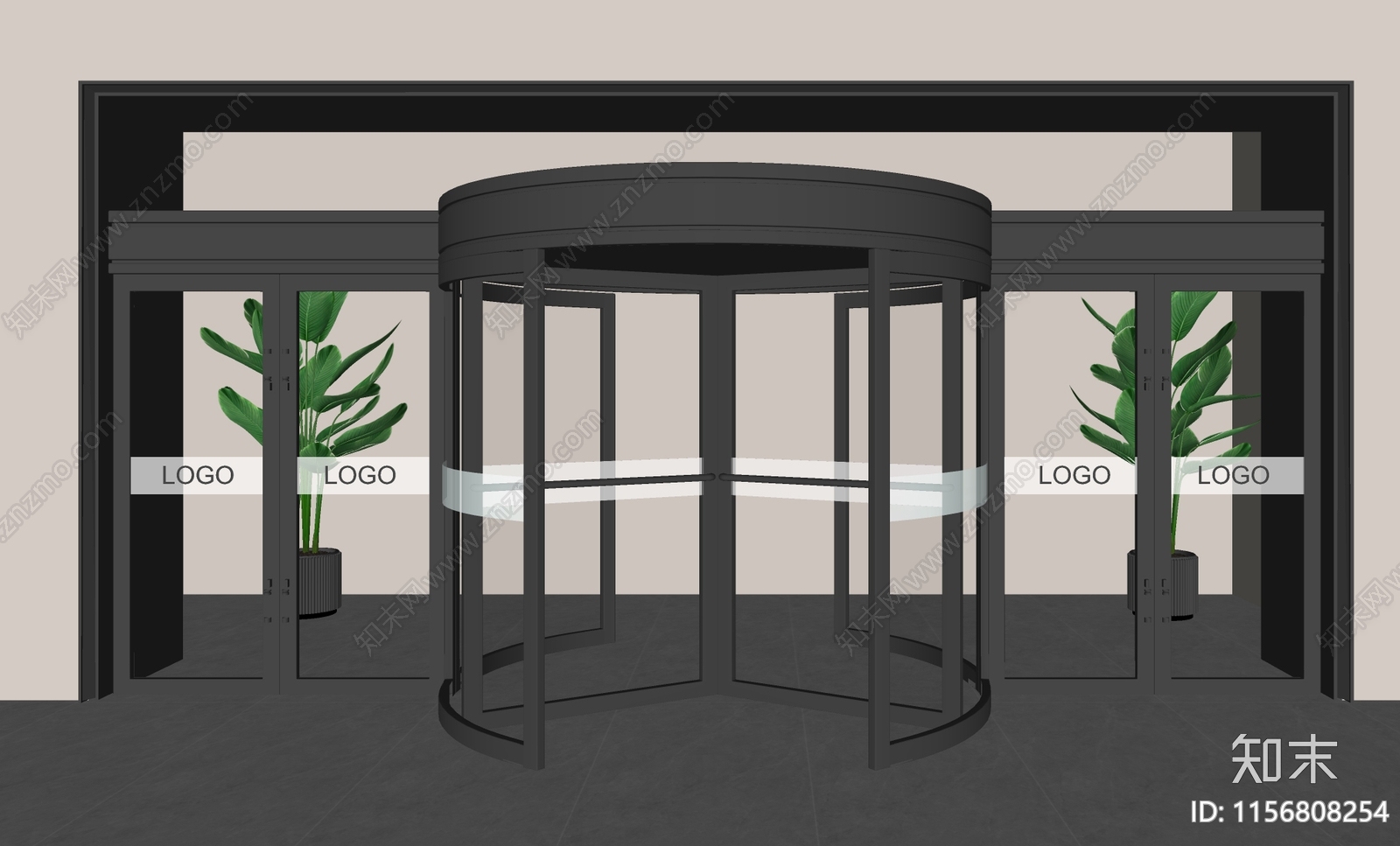 现代旋转门SU模型下载【ID:1156808254】
