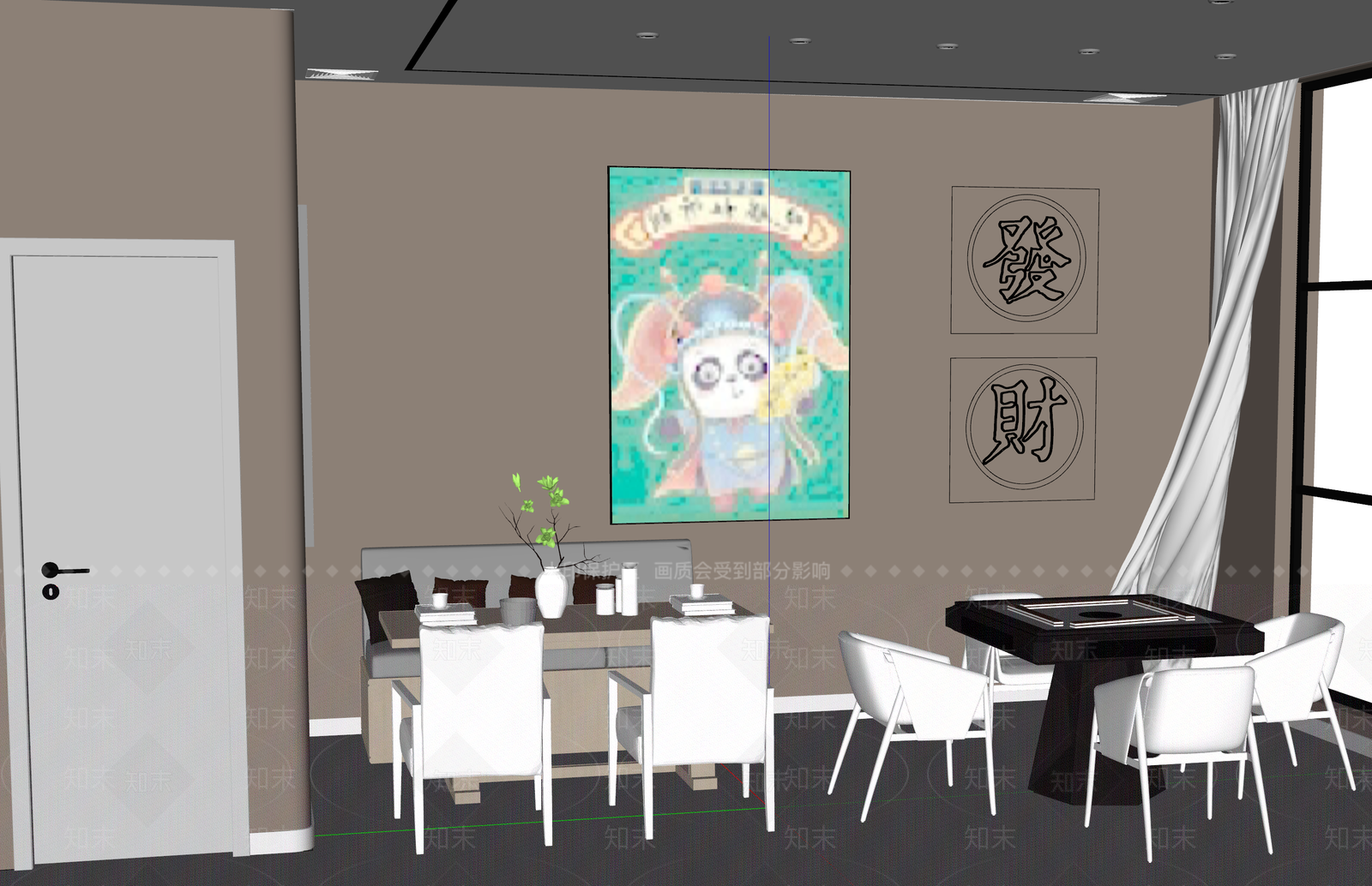 新中式棋牌室SU模型下载【ID:1156809432】