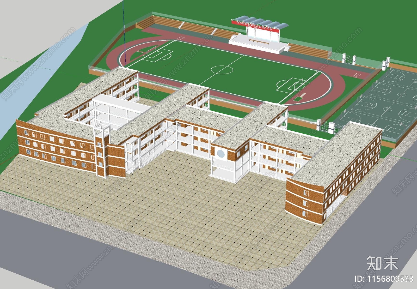 现代小学SU模型下载【ID:1156809533】